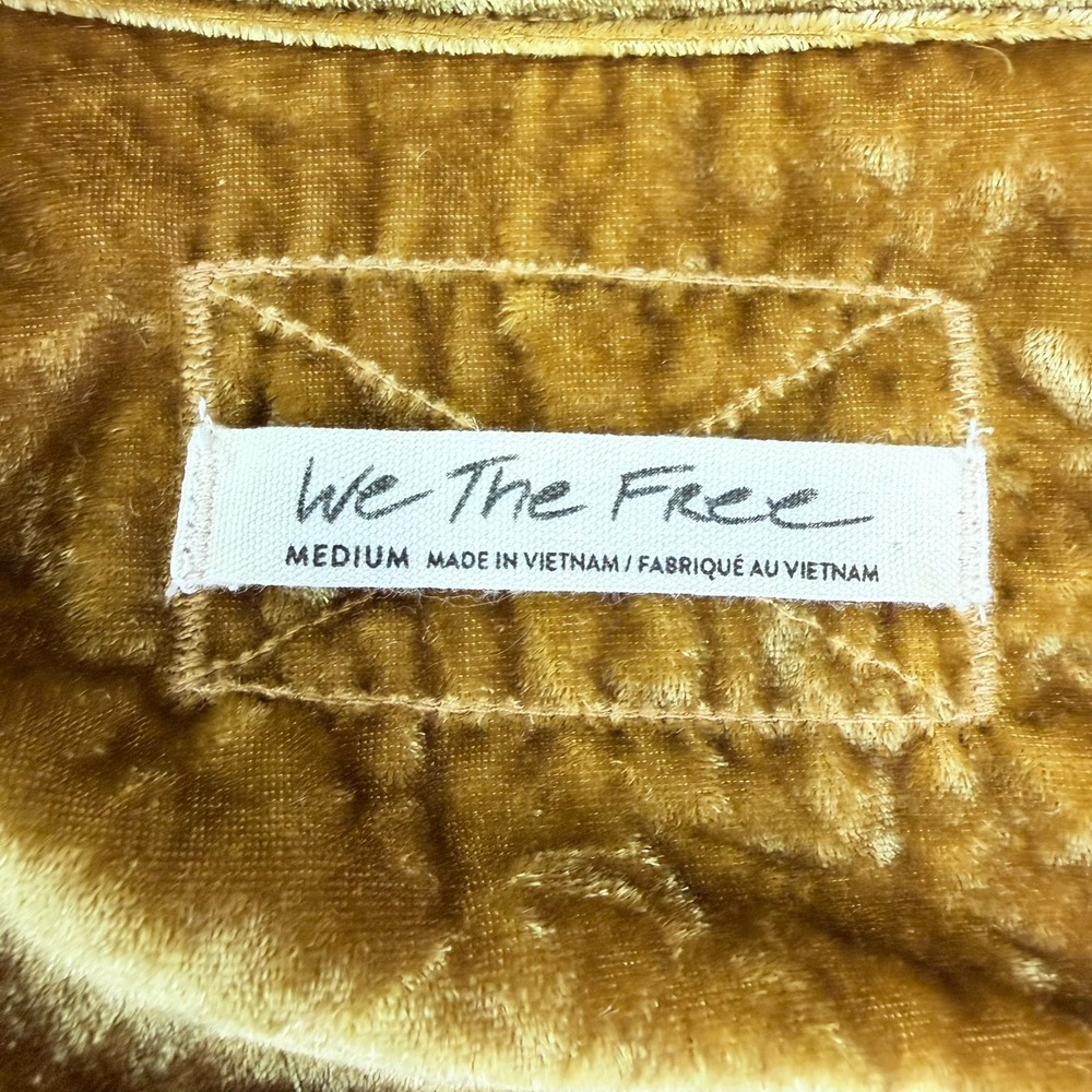 We The Free Night Skies Velvet Button Down Shirt Womens Medium Gold Long Sleeve - Picture 5 of 11